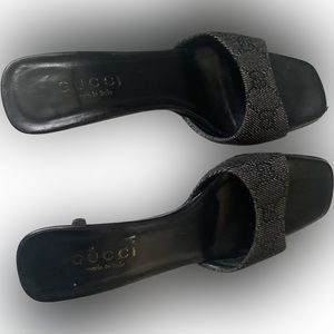 Gucci Black Denim Mule Sandals